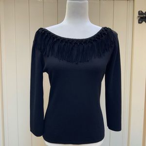 Never Worn Joseph A Black Knotted Fringe Top Sz. M